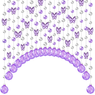 珠帘门帘家用卧室客厅水晶蝴蝶卫生间过道遮挡隔断帘子免打孔挂帘