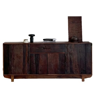 Ni尼家侘寂风实木边柜客厅中古餐边柜复古电视柜玄关收纳储物柜子