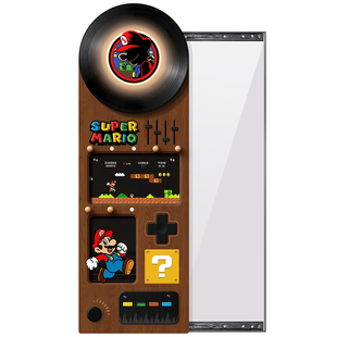 超级玛丽玄关镜子装饰画洞洞板暗藏式穿衣镜中古风推拉隐形全身镜