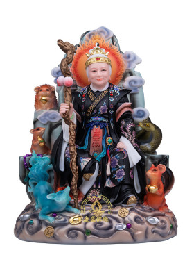 黑老太太神像汉白玉家居供奉摆件