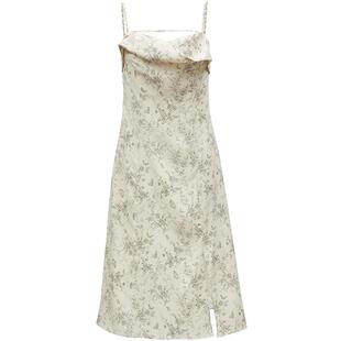 【ONLY奥莱】夏季辣妹度假碎花吊带荡领中长款连衣裙女