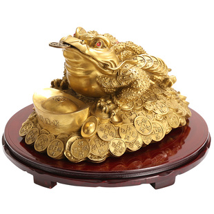 铜元宝金蟾桌面摆件黄铜三足蟾蜍金蝉店铺办公室客厅开业装饰礼品