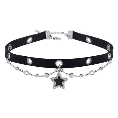 甜酷辣妹黑色星星choker锁骨链