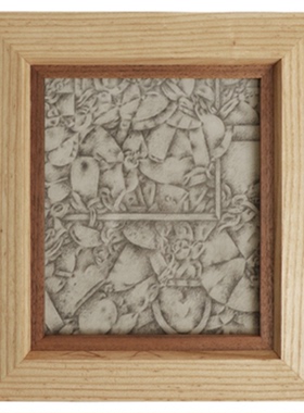 栗石【叠影】复古实木相框装饰画摆件别墅客厅桌面斗柜立体摆台画