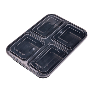 均分四格一次性打包盒4格快餐饭盒透明外卖商用食品级大容量餐盒