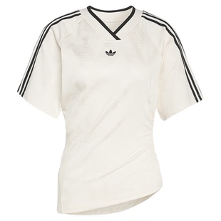 adidas阿迪达斯三叶草运动修身短袖V领球衣2026夏女T恤上衣KC9122