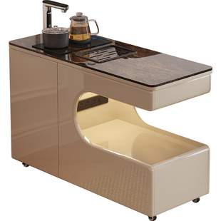 实木烤漆沙发边几烧水壶一体小茶台可移动轻奢岩板边柜侧柜多功能