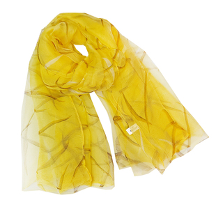 黄色真丝小丝巾女士印花多功能护颈桑蚕丝小围巾春秋夏季防晒纱巾