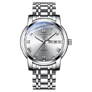 瑞之缘男女士高档防水手表钢带石英表机械风双日历腕表情侣对表潮