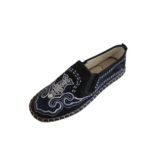 大理夏新款手工千层底青花刺绣帆布透气舒适时尚平底男款爸爸布鞋