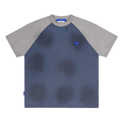 喷色刀割T恤PMET复古做旧无性别