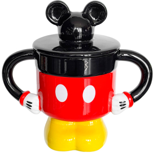 迪士尼联名陶瓷马克杯家用可爱带盖高脚杯办公室咖啡早餐杯子水杯