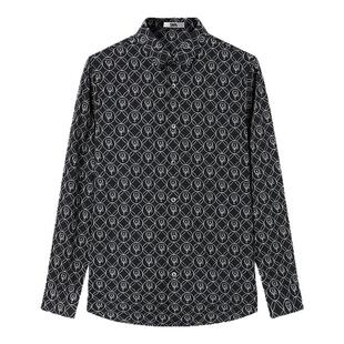 KARL LAGERFELD卡尔拉格斐经典满花长袖衬衫秋冬新款老佛爷男装潮