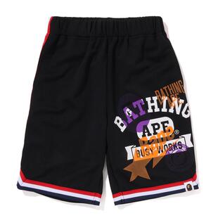 BAPE童装春夏字母星标多图案层叠印花篮球运动短裤353014K