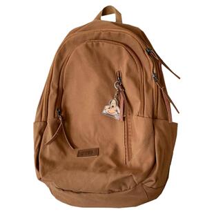 美式复古初中高中学生双肩包女生 纯色ins大容量书包旅行电脑背包