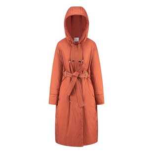 艾莱依奥莱国风羽绒服女新款鹅绒连帽长款收腰复古外套冬国色系列