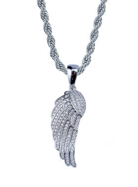 欧美INS羽毛翅膀微镶锆石吊坠