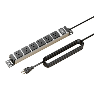 德木美标pdu插座多功能桌面插座氮化镓快充防雷大功率美式插线板