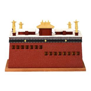 德格巴宫创意文创摆件 非遗手工艺品 藏式木建筑模型微缩版装饰品