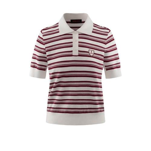 【包芯纱】比音勒芬高尔夫2025年秋新女士运动休闲条纹短袖针织衫