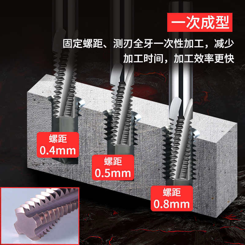 XJL全牙螺纹铣刀公制不锈钢铝用内螺牙铣刀硬质合金钨钢铣牙刀m6