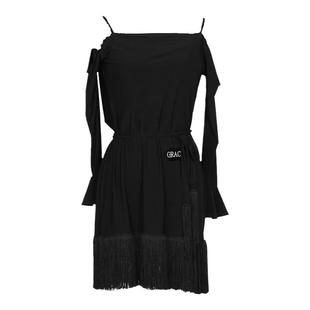 GRACEONE拉丁舞服女生长袖吊带露肩流苏练功服专业国标舞蹈连衣裙