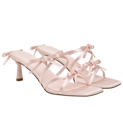 CHARLES&KEITH26春新款CK1-60920425蝴蝶结细带高跟鞋露趾凉拖鞋