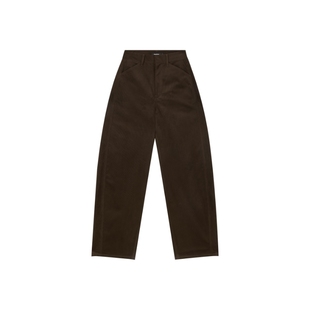 oneup复古棕色灯芯绒裤子女秋冬休闲裤白色弯刀裤宽松阔腿香蕉裤