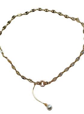 VT施家珍珠14k包金猪鼻子锁骨链
