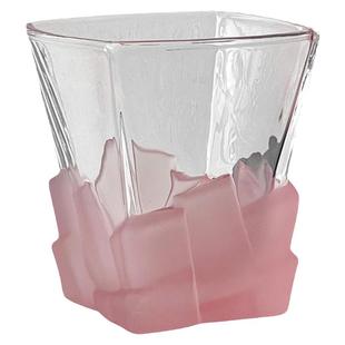 艺术感少女粉色限定磨砂冰块杯饮料杯玻璃杯轻奢威士忌酒杯洋酒杯