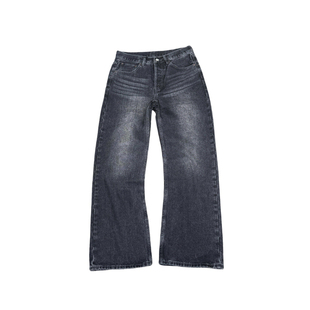 【正确版】AC纯色水洗宽松黑色牛仔裤男女1981M微喇直筒裤2021m