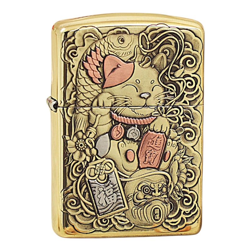 zippo打火机盔甲八方来财招财猫