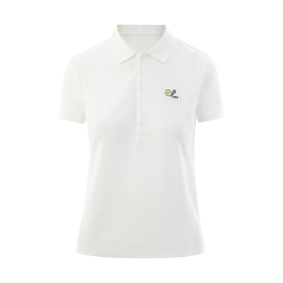 朗姿集团LIME莱茵减龄时髦学院风polo衫25夏新款时尚白色短袖T恤