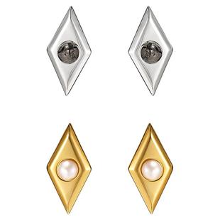 黄子弘凡同款戒指 银棘骑士｜黑发晶/珍珠菱形耳钉菱形戒指食指戒