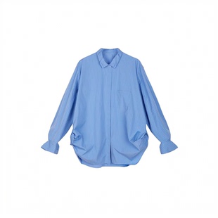 【奢定SHX】2026春新品休闲风时尚经典长袖宽松花苞袖条纹衬衫女