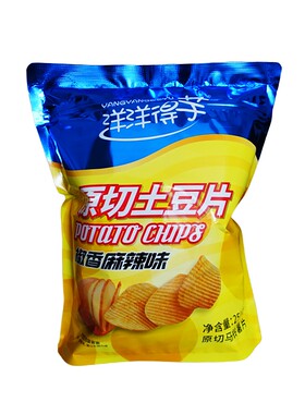 原切土豆片薯片大包零食带拉链一斤500克云南厚切波浪片洋洋得芋