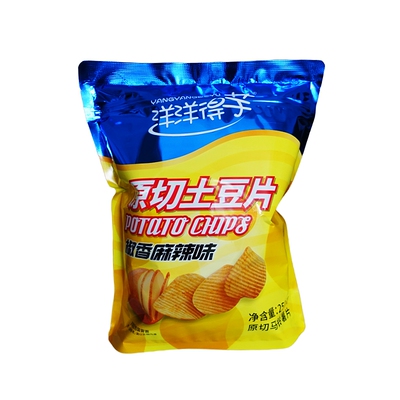 原切土豆片薯片大包零食带拉链一斤500克云南厚切波浪片洋洋得芋