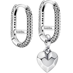 Pandora潘多拉Me系列Pavé密镶链环式耳环DIY小众个性礼物