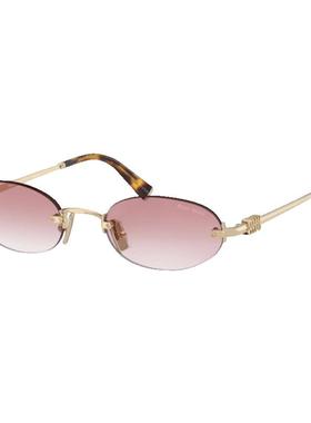 【自营】Miumiu缪缪墨镜女SMU A54复古椭圆金属小框书呆子太阳镜