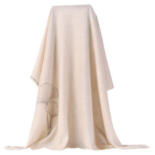 高阶羊绒青绒原绒羊绒轻柔气质优雅刺绣手工奥钻烫钻银杏披肩礼物