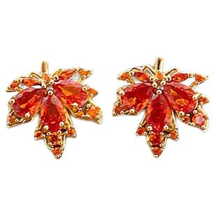 云旗同款红色枫叶耳钉轻奢高级感气质大气耳饰品适合冬天的耳环女