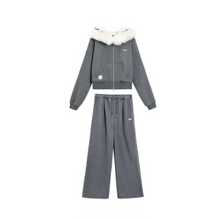 TurnSignal短款外套长裤套装女秋冬加厚连帽休闲宽松运动两件套