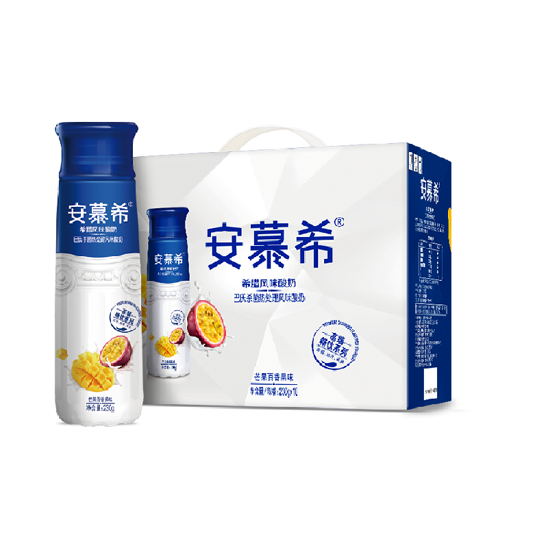 伊利安慕希希腊风味高端酸奶芒果百香果味230g*10瓶整箱礼盒