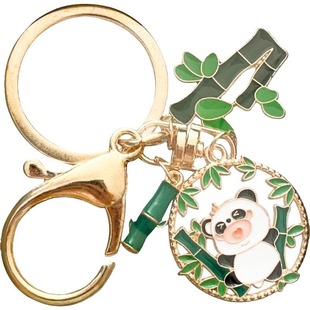 可爱大熊猫钥匙扣中国卡通国宝金属挂件特色礼物送老外挂饰纪念品