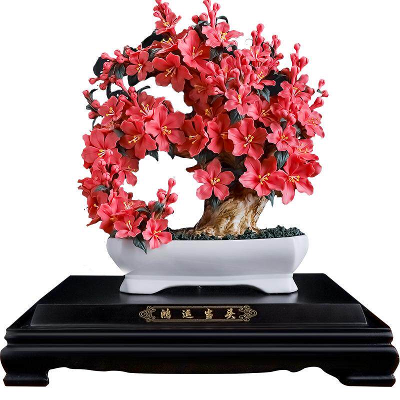 东方泥土《鸿运当头》陶瓷花摆件