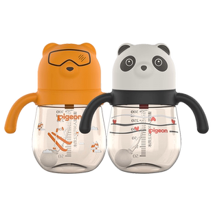 贝亲儿童水杯300ml熊猫吸管杯7月以上宝宝喝水喝奶防呛婴儿学饮杯