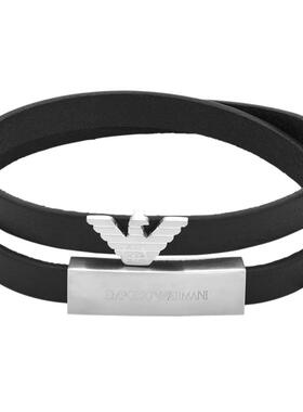 阿玛尼男士皮革双层手链