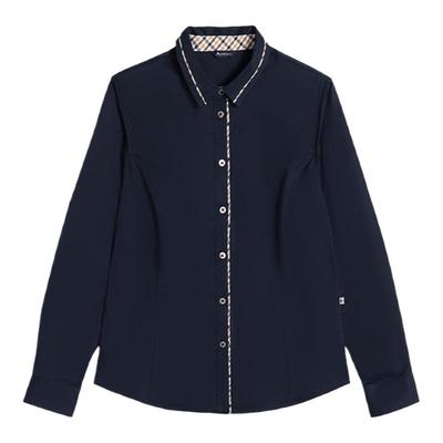 【雅格狮丹】女休闲深蓝长袖衬衫