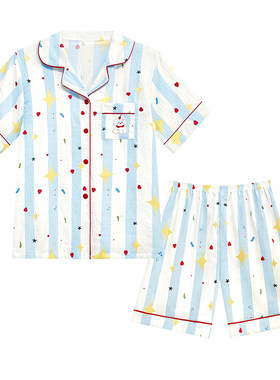夏季天带胸垫一体睡衣女款新款云朵棉短袖短裤女学生外穿家居服