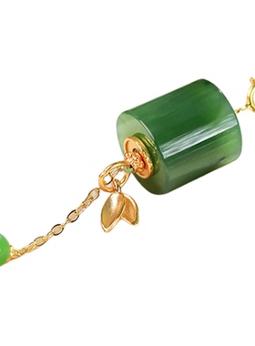 【青禾记吊坠】天然和田玉碧玉桶珠珠宝设计独特双扣头设计款银坠